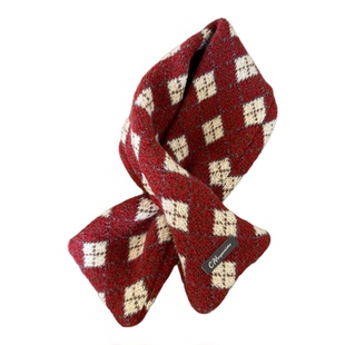 儿童围巾秋冬保暖针织围脖男童女孩格子交叉毛线宝宝防风护颈脖套