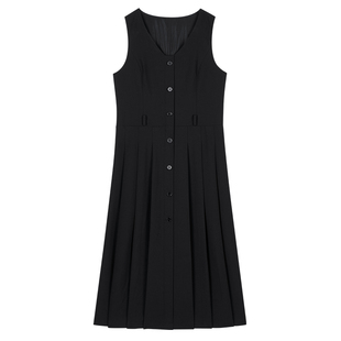 图曼朵黑色背心裙女春季出席重要场合连衣裙教师穿搭面试套装长裙