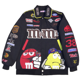 欧洲站秋冬原宿嘻哈刺绣机车夹克加棉衣高腰小短外学生牛仔套女