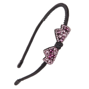 韩国新款发箍蝴蝶结水钻头箍压发发夹防滑带齿细边铁质可调节发饰