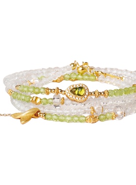 天然白水晶手链女款多圈手串