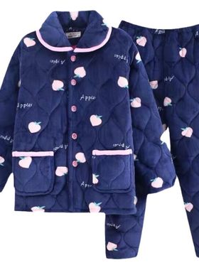 加厚棉袄珊瑚绒保暖家居服套装