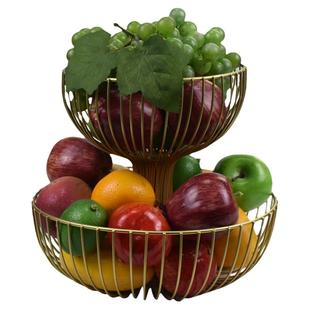 大容量两层水果盘家用客厅茶几置物架果篮高端创意欧式双层收纳筐