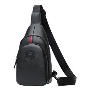 七匹狼真皮胸包斜挎包男款2025新款时尚男包自行车骑行小背包挎包