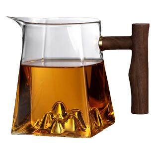 木把手雪山公道杯家用硼硅玻璃茶海分茶器四方玻璃观山公杯