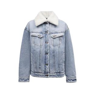 [新降五折]绫致VeroModa棉服女秋冬可拆毛领水洗牛仔外套复古休闲