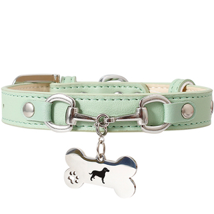 狗脖套中型犬牵引绳宠物高级皮质项圈小型柯基猫咪项链配饰刻字