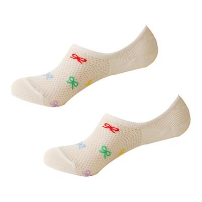 米吉诺拉 韩国夏季薄款蝴蝶结低帮袜子女士透气网眼纯棉浅口船袜