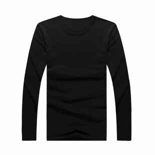 秋冬季保暖上衣服男士黑色白色加绒加厚长袖t恤纯色打底衫男内搭