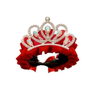 儿童新年皇冠头饰发夹女童丸子头马尾扣发卡红色喜庆女孩过年发饰