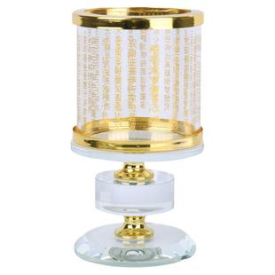 酥油灯底座大悲心经水晶莲花供灯架家用防风防火蜡烛台酥油灯盏