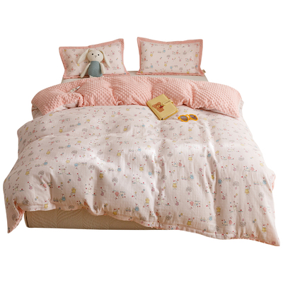 儿童全棉双层纱豆豆绒被套毯