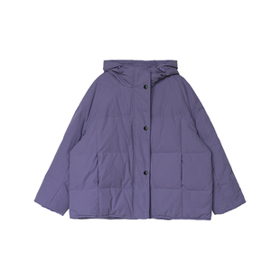 国标90白鹅绒纯棉连帽设计抽绳文艺休闲显瘦短款羽绒服 安妮森林