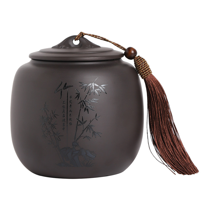 南煊紫砂茶叶罐陶瓷密封罐家用大号半斤装储茶罐红茶绿茶普洱茶罐