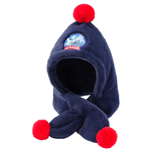 奥特曼儿童连帽围巾帽冬季保暖男童围脖加绒男孩宝宝脖套防风防寒