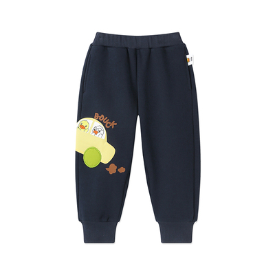 【加绒】bduck小黄鸭童装男童裤子冬季宝宝运动裤保暖儿童长裤厚