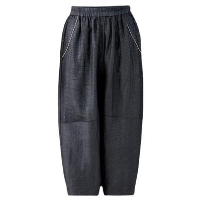 大牌香云纱宽松哈伦裤