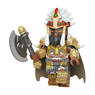 迪库积木三国小侠人仔孟获士兵儿童拼装祝融小人玩具男孩礼物摆件