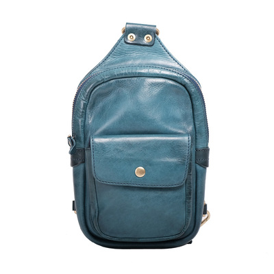 葱木日系复古工装风真皮斜挎胸包