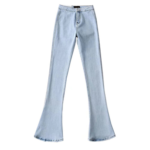 欧美风 辣妹性感修身显瘦微喇马蹄裤女显腿长高腰拖地牛仔裤长裤