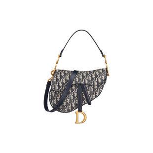9.5新DIOR迪奥 Saddle织物 单肩斜挎手提包 中号 女款 蓝色