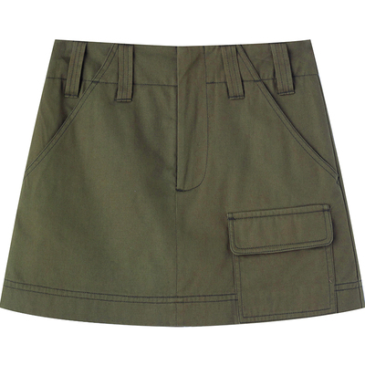 绿色百搭工装裙裤纯棉短裤