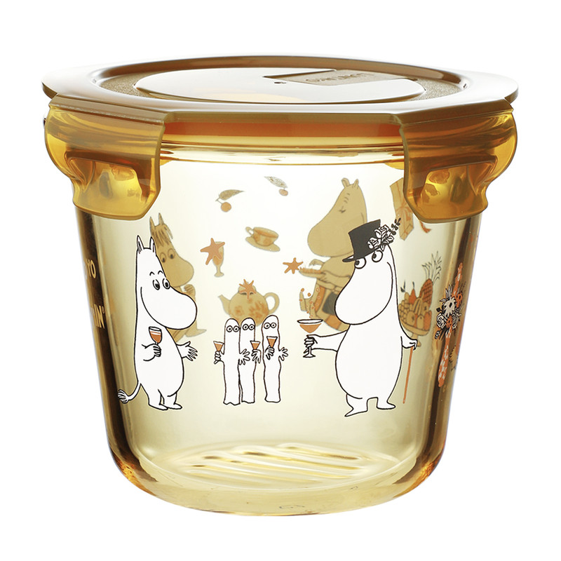 日本LUNTAYO姆明moomin玻璃密封罐保鲜碗带盖户外饭盒微波炉加热