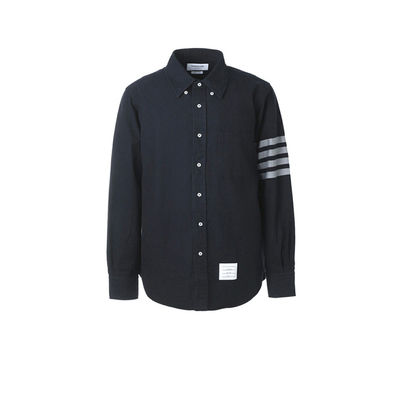 ThomBrowne海军蓝棉质长袖衬衫