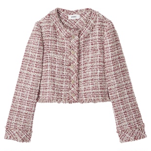 SNIDEL2025秋冬新品气质流苏小香风粗花呢开衫短外套SWFJ254155