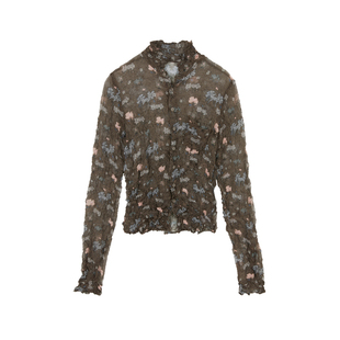 JNBY/江南布衣春秋衬衫女修身褶皱花型印花长袖休闲衬衣5O8215970