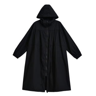 黑色宽松廓形薄款风衣2026年早春新款长款外套暗黑日系山本风女装