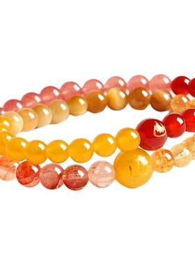 普陀山招财五行补缺手串女补火土天然水晶黄水晶草莓晶多宝手链