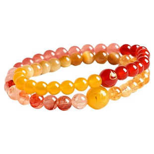 普陀山招财五行补缺手串女补火土天然水晶黄水晶草莓晶多宝手链