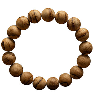 【清凉甘甜】斯里兰卡沉香手串12MM*17颗天然软丝虎斑纹佛珠手链