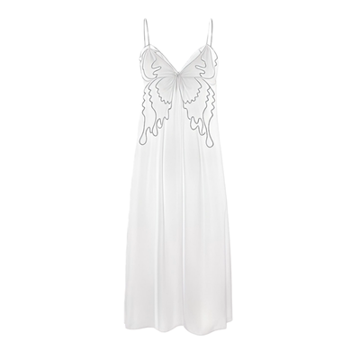 性感蕾丝镶边蝴蝶镂空吊带睡裙