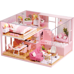 diy小屋手工制作房子迷你阁楼别墅拼装模型公主生日礼物女孩玩具