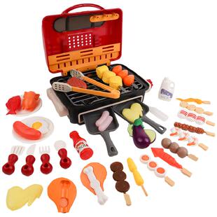 儿童可变色烧烤玩具厨房过家家仿真食物烤串烟雾宝宝煮饭蔬菜女孩