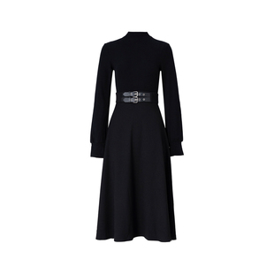 MD依诺【踏雪寻梅】2025冬季气质长袖时尚休闲百搭日常拼接连衣裙