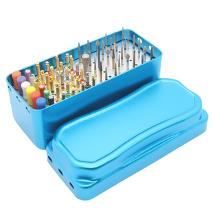包邮牙科材料72孔实芯高速车针盒金属车针架口腔扩大针工具消毒盒