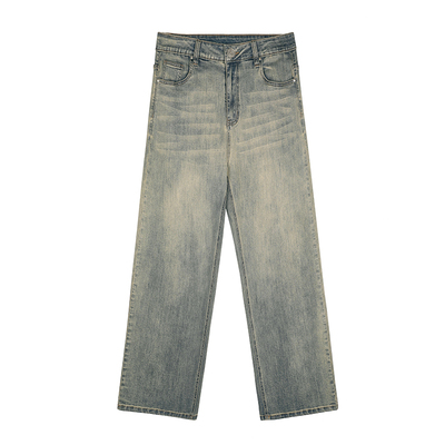 GWIT轻薄高街黄泥染水洗牛仔裤男