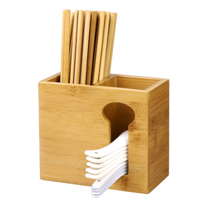 餐厅饭店竹制筷子筒复古商用筷子盒创意筷篓木质筷桶筷笼定制双筒