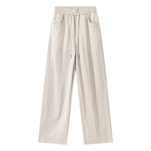 CAISEDI/凯施迪莱赛尔休闲长裤男士夏季天丝麻透气直筒阔腿裤男款