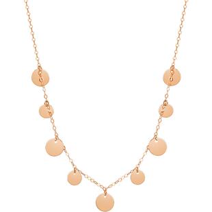 明牌珠宝18K金O字链 玫瑰金彩金闪亮小圆片女链时尚首饰CSR0218