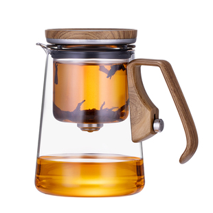 新款顶壶飘逸杯一键茶水分离泡茶壶无杆磁吸玻璃飘逸壶茶水分离杯