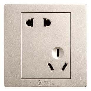 公牛插座旗舰开关插座面板斜五孔10A错位五孔墙壁电源面板金色