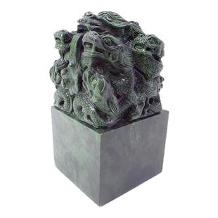 泰山玉印九龙玉玺大摆件墨玉原石居家办公室装饰开业乔迁商务礼品