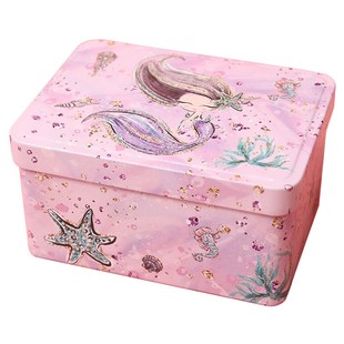 迷你马口铁盒桌面化妆品饰品首饰小物件收纳盒零食储物带盖铁盒子