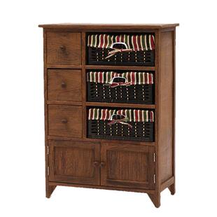 田园复古收纳斗柜客厅柜藤编框抽屉柜实木储物床头柜多抽屉斗柜