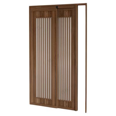 新中式胡桃木纹玻璃室内隔断PD门