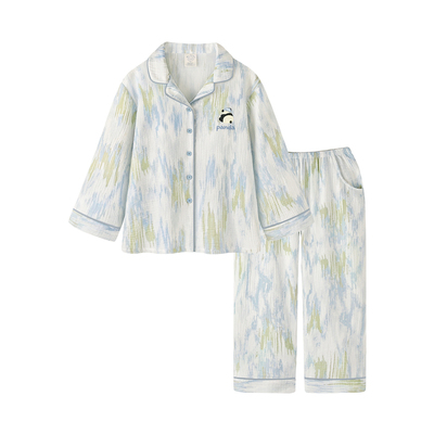 带胸垫睡衣春秋纯棉纱布家居服